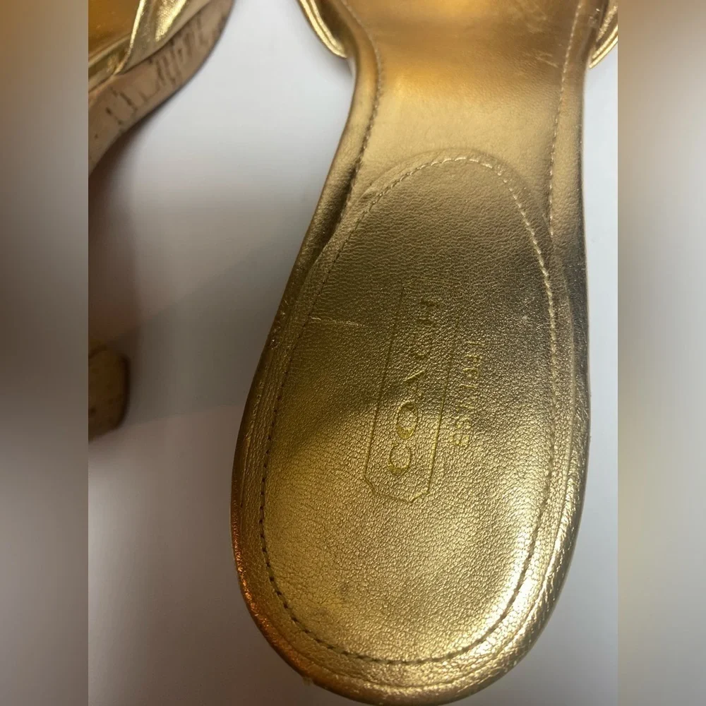 COACH Karan Gold Women's Wedge Sandals